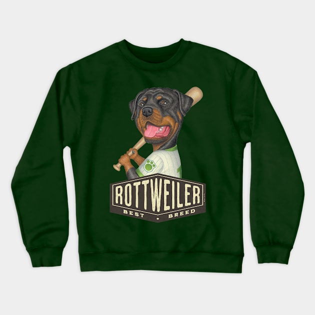 Rottweiler Baseball Best Dog Crewneck Sweatshirt by Danny Gordon Art